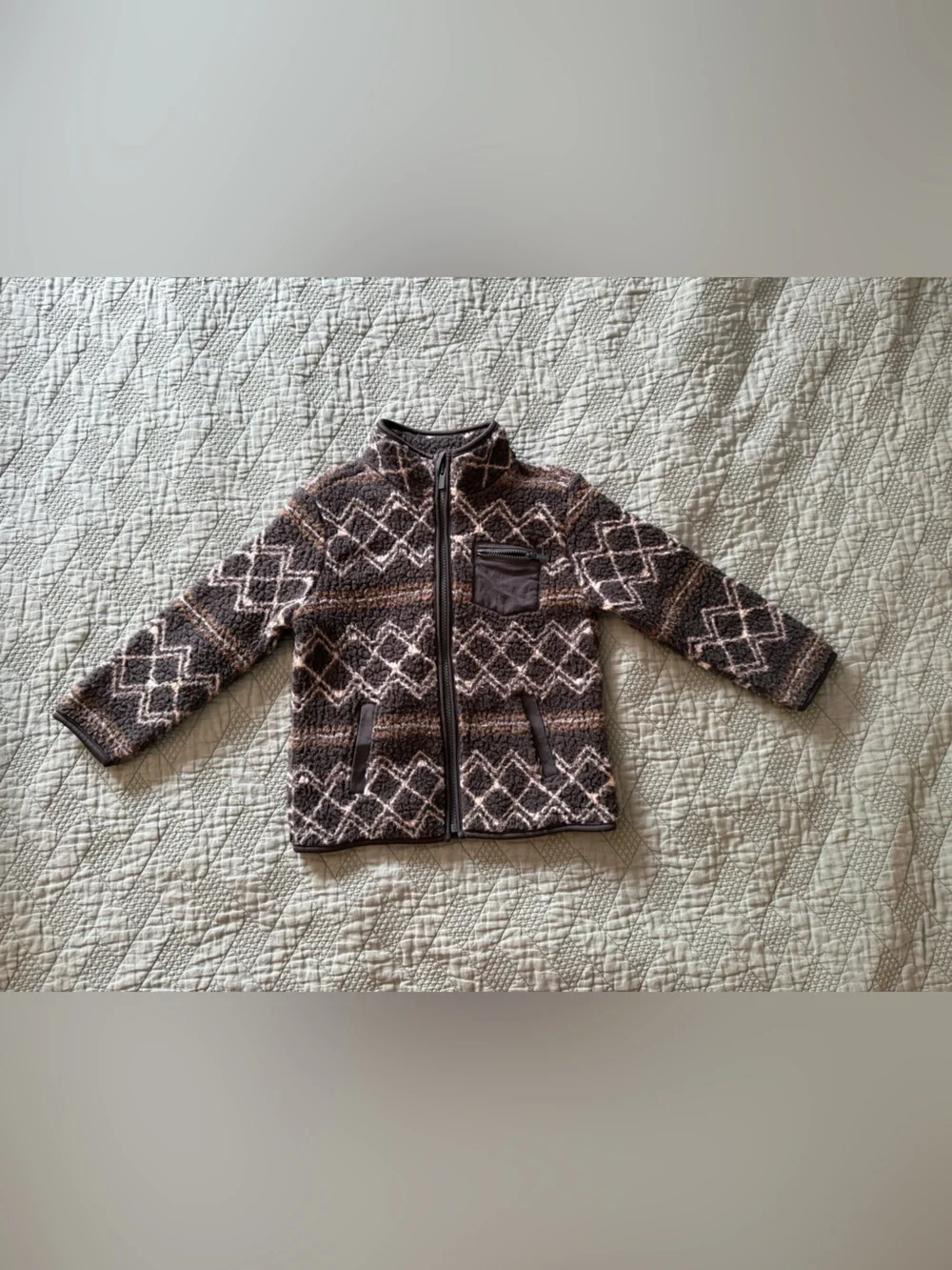 Old Navy Brown and Cream Sherpa Jacket 4T